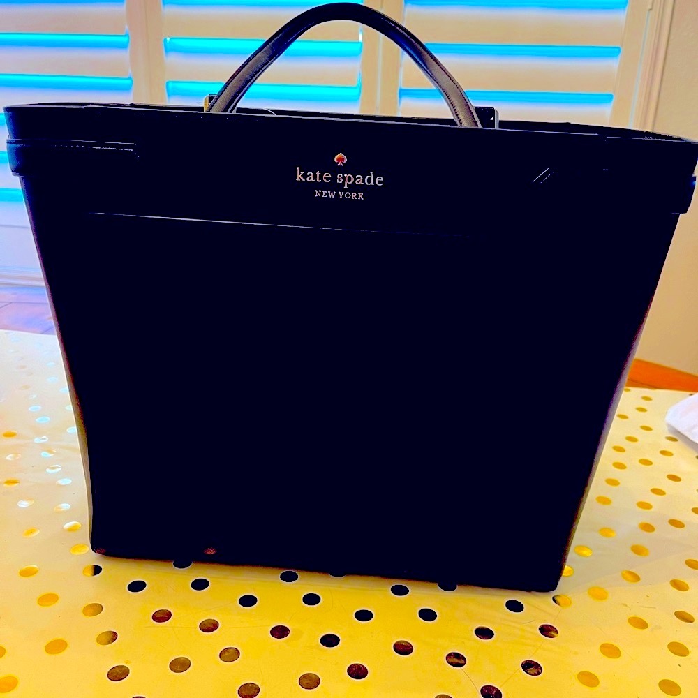 Kate Spade Black Leather Tote with pockets